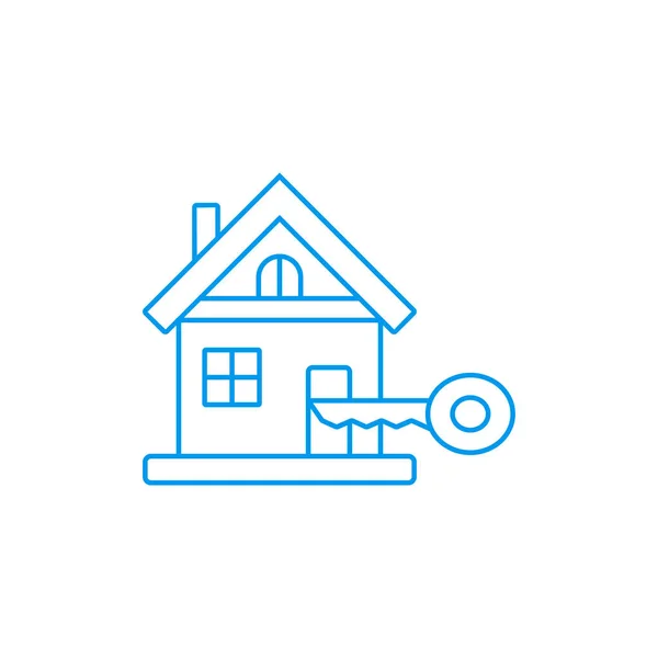 Bescherming huis Sign-Home met sleutel pictogram vector — Stockvector