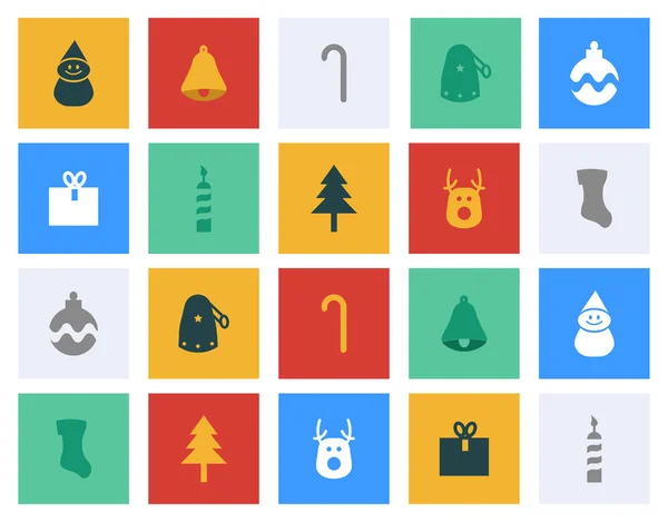 Ensemble d'icônes plates de Noël - Ensemble de signes colorés de Noël - vecteur — Image vectorielle