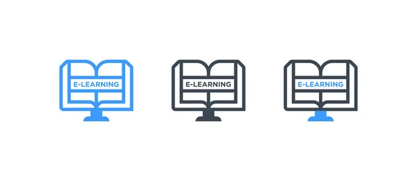E-러닝 벡터 글리프 아이콘 - 온라인 교육 개념 — 스톡 벡터