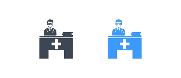 Doktor Checkup Odası glyph simgesi - vektör