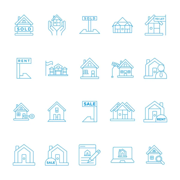 Ensemble d'icônes immobilières - vecteur de signe de propriété d'affaires — Image vectorielle