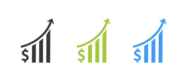 Signe de croissance des entreprises - Vecteur plat icône graphique financier — Image vectorielle