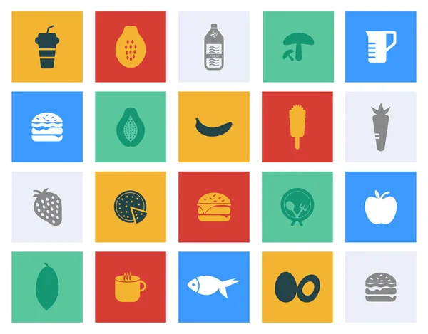 Ensemble d'icônes de signe alimentaire - Illustration vectorielle plate — Image vectorielle