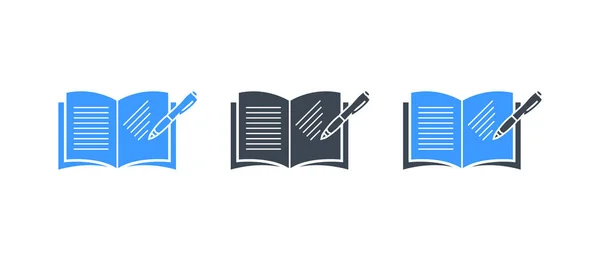 Boek met pen icon-vector plat ontwerp — Stockvector