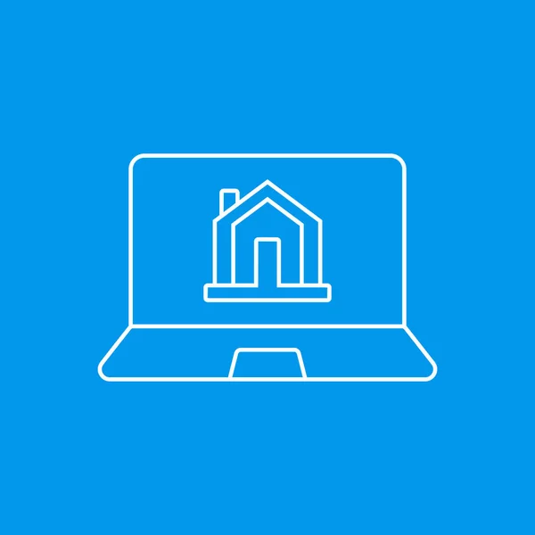 Haus mit Laptop-Schild - Online-Konzept zur Haussuche — Stockvektor