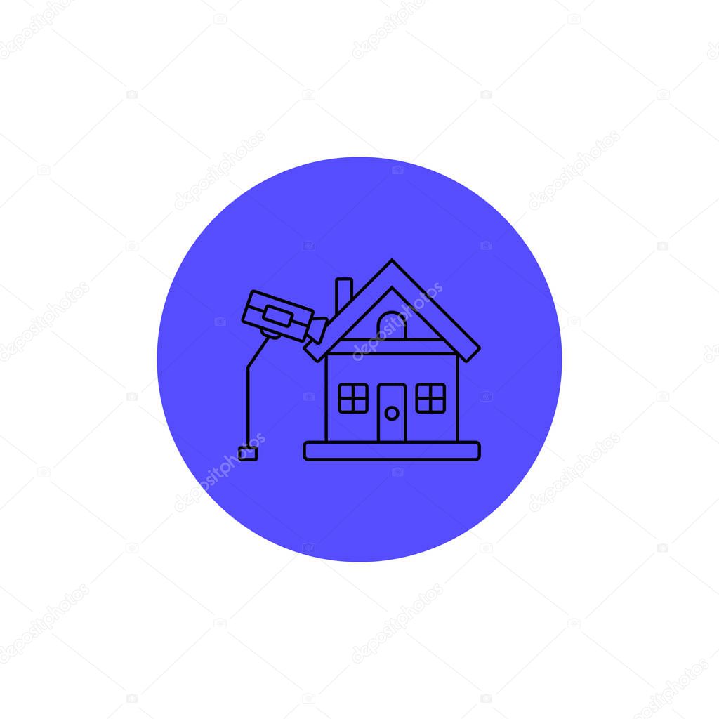 House sign with security camera icon - vector