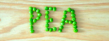 Bezelyeler tarafından yazılmış bezelye kelimesi