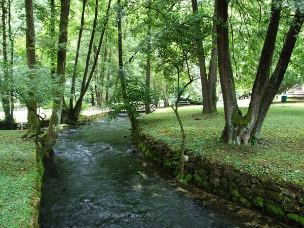 Taman Dan Sumber Dari Sungai Bosna Sarajevo — Stok Foto