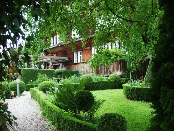 Tipico Giardino Accanto Alla Casa Alla Periferia San Gallo — Foto Stock