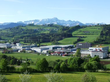 Panoramik şehir Gossau (Canton St. Gallen, İsviçre)