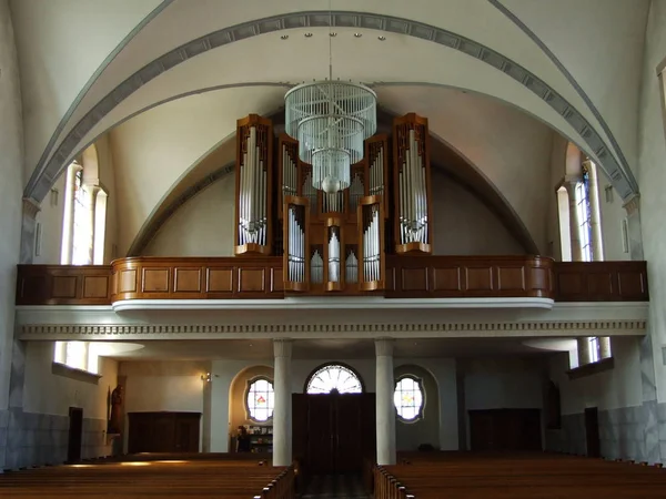 Orgue Dans Grande Église Chrétienne Ville Gossau Canton Saint Gall — Photo