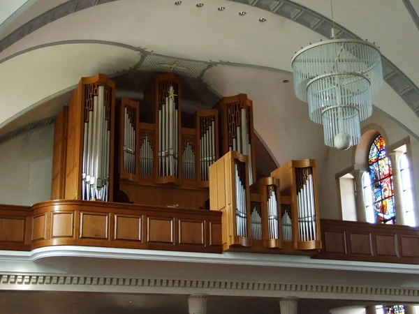 Orgue Dans Grande Église Chrétienne Ville Gossau Canton Saint Gall — Photo