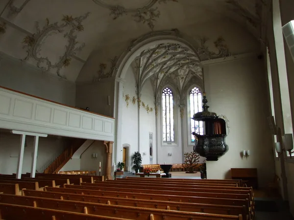 Interior Grande Igreja Cidade Herisau Cantão Appenzell Ausserrhoden Suíça — Fotografia de Stock