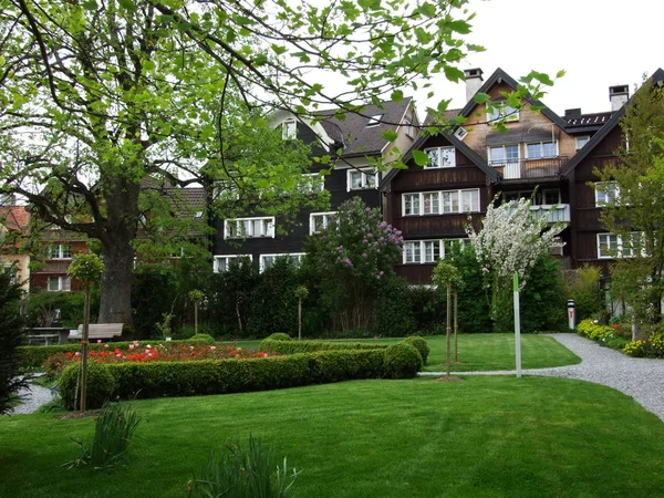 Traditional Wooden Houses Herisau Canton Appenzell Ausserrhoden Switzerland — Stock Photo, Image