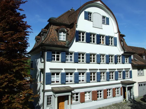 Oude Traditionele Huizen Herisau Kanton Appenzell Ausserrhoden Switzerland — Stockfoto