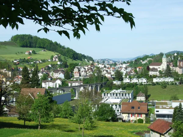 Типовий Ландшафт Херізау Кантону Аппенцелль Комуна Швейцарія — стокове фото