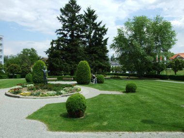 Park Augustinerinnen manastıra Crucelin tarafından veya Kreuzlingen Abbey - Thurgau Canton, İsviçre