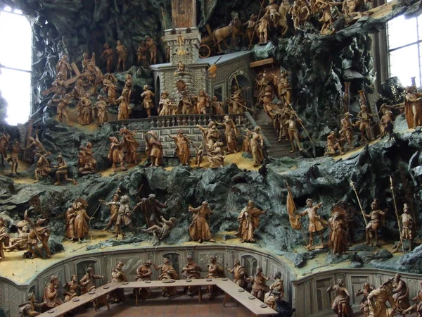 Monte Calvario Lbergkapelle Figuras Barrocas Madera Tallada Abadía San Ulrico —  Fotos de Stock