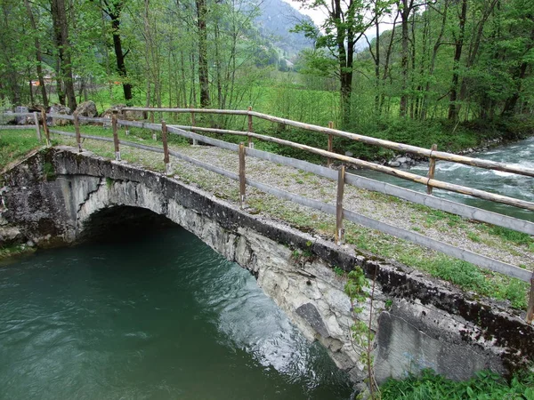 Viejo Puente Piedra Sobre Río Thur Unterwasser Cantón Gallen Suiza — Foto de Stock