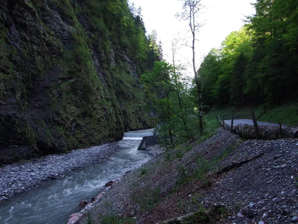 Río Seez Weisstannental Valley Cantón Gallen Suiza — Foto de Stock