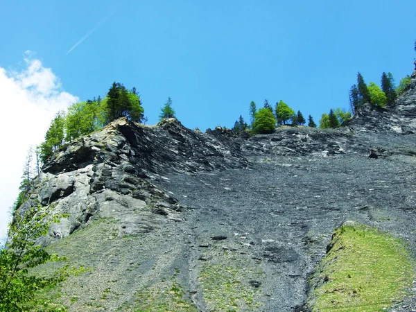 Mountains Rocks Valley Weisstannenthal Canton Gallen Switzerland — Stock Photo, Image