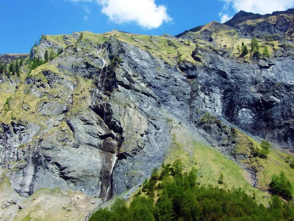 Cascadas Cascadas Valle Weisstannental Cantón Gallen Suiza — Foto de Stock