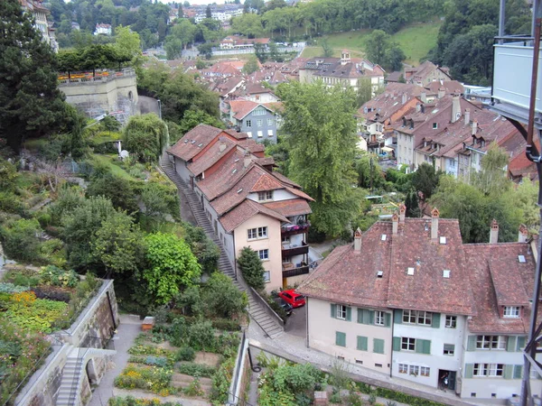 Panorámás Kilátás Nyílik Háztetők Lakóházak Bernben Center Főváros Svájci Államszövetség — Stock Fotó