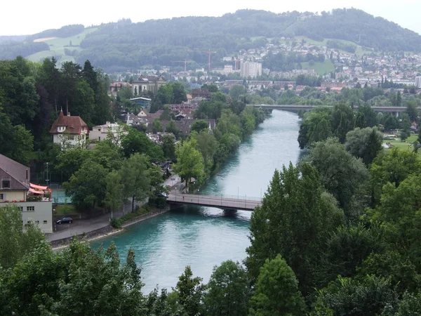 Aare Folyó Hidakra Bern Óvárosa Főváros Svájci Államszövetség — Stock Fotó