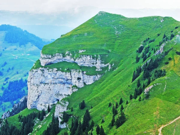 Κορυφής Των Άλπεων Kamor Trestenkopf Καντονίου Του Appenzell Innerrhoden Ελβετία — Φωτογραφία Αρχείου