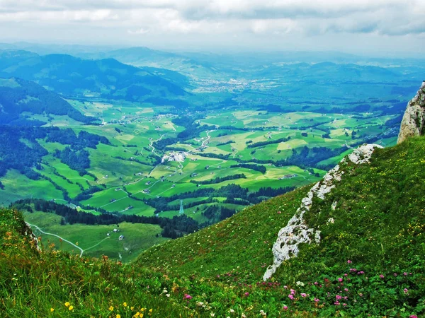 Panoramiczny Widok Schwende Appenzell Kanton Appenzell Innerrhoden Szwajcaria — Zdjęcie stockowe