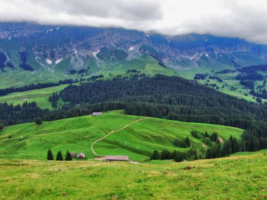Alpstein aşağıda Santis tepe - Appenzell Ausserrhoden Canton, İsviçre dağ yamaçları