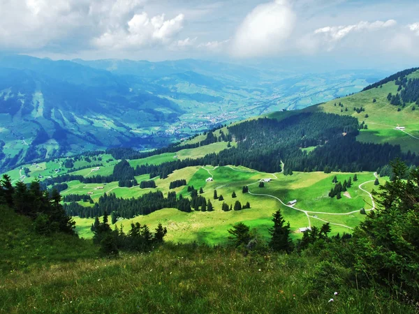 Panoramatický Pohled Krajinu Obertoggenburg Mountain Kantonu Gallen Švýcarsko — Stock fotografie