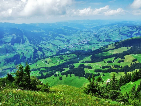Vista Panorámica Del Paisaje Desde Montaña Obertoggenburg Canton Gallen Suiza — Foto de Stock