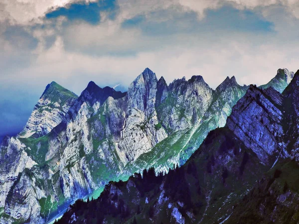 A view of the steep summits of Alpstein - Canton St. Gallen, Switzerland