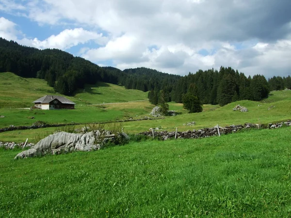 Alpejskim Krajobrazem Regionu Santisalp Kantonu Gallen Szwajcaria — Zdjęcie stockowe