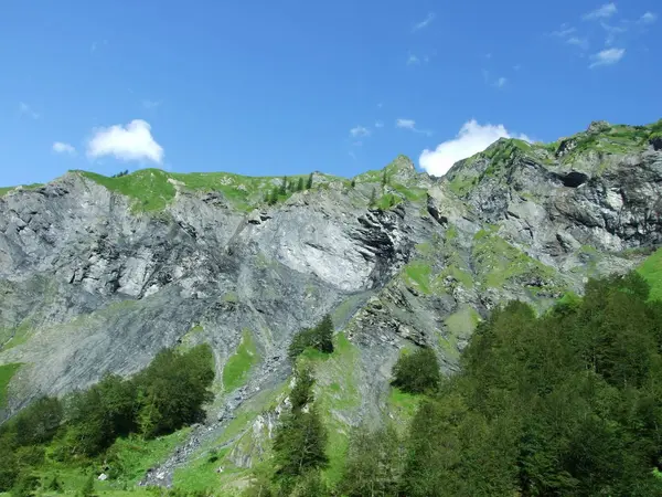 Βουνά Και Τους Βράχους Της Κοιλάδας Weisstannenthal Καντόνιο Του Gallen — Φωτογραφία Αρχείου