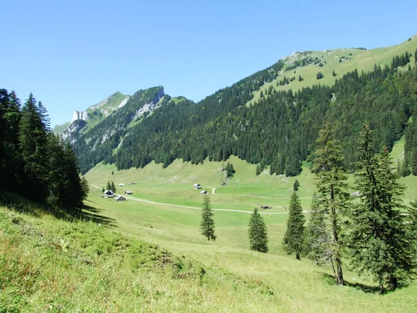 Malebné Pastviny Kopce Appenzellerland Oblast Kanton Appenzell Innerrhoden Švýcarsko — Stock fotografie