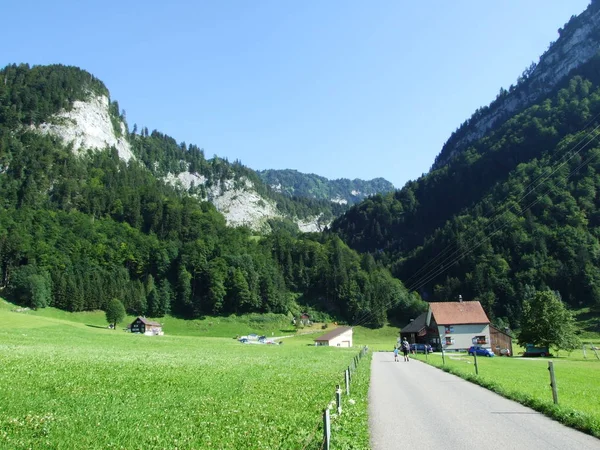 Picturesque Pastures Hills Appenzellerland Area Canton Appenzell Innerrhoden Switzerland — Stock Photo, Image