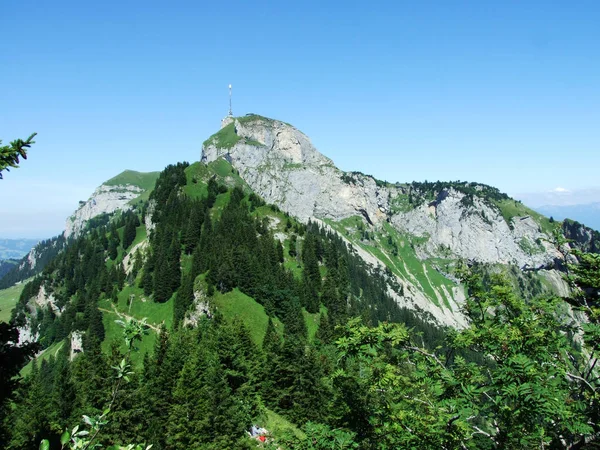 Nézd Csúcs Hoher Községében Mountain Tömeg Alpstein Canton Appenzell Innerrhoden — Stock Fotó