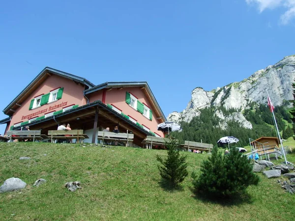 Restaurante Montaña Berggasthaus Ruhesitz Pueblo Brulisau Cantón Appenzell Innerrhoden Suiza — Foto de Stock
