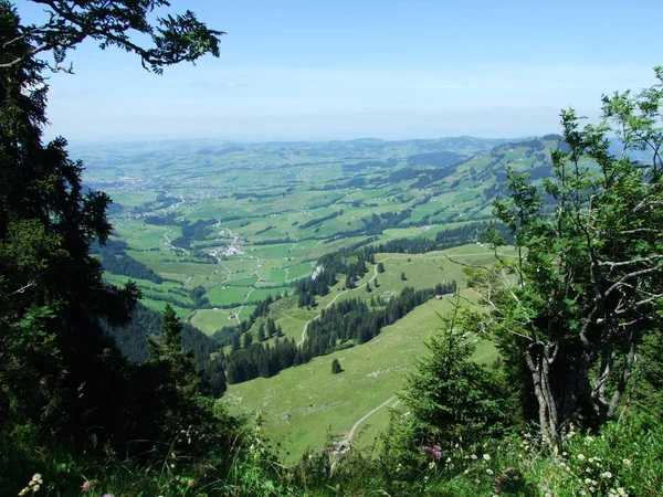 Panoramautsikt Över Byn Schwende Och Brulisau Canton Appenzell Innerrhoden Schweiz — Stockfoto