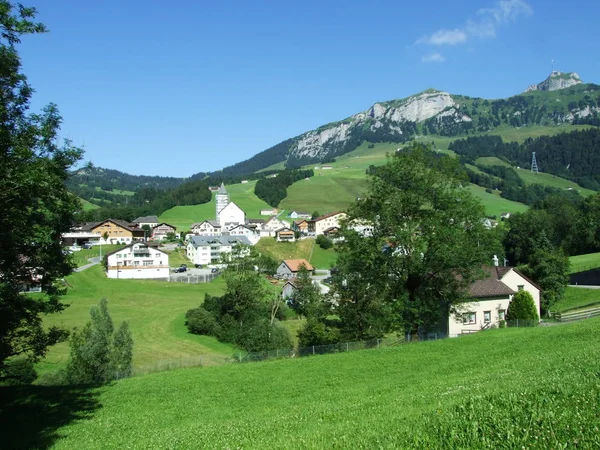 Panoramautsikt Över Byn Schwende Och Brulisau Canton Appenzell Innerrhoden Schweiz — Stockfoto