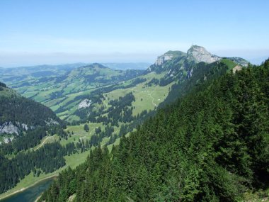 Alpstein dağ silsilesi - Appenzell Innerrhoden Canton, İsviçre pastoral Panoraması