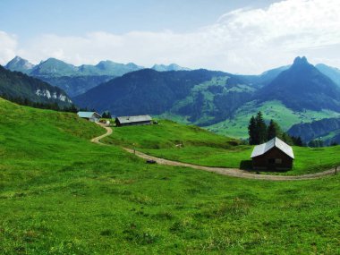 Çiftlikleri ve mera Obertoggenburg bölgesi - Canton St. Gallen, İsviçre