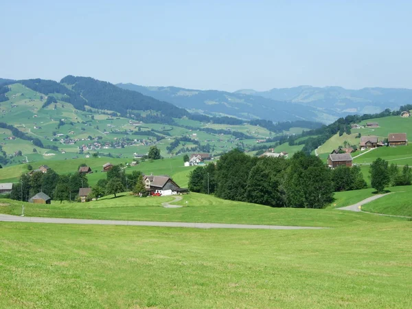 Picturesque Pastures Hills Obertoggenburg Area Canton Gallen Switzerland — Stock Photo, Image