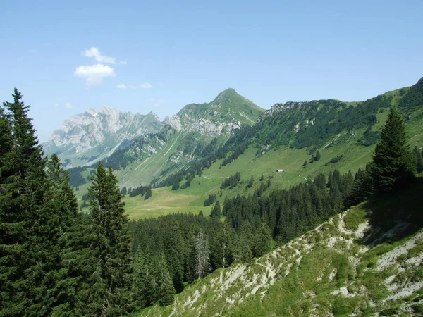 Obertoggenburg Bergskedja Och Santis Peak Kantonen Sankt Gallen Schweiz — Stockfoto