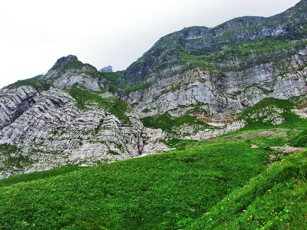 Paisagem Alpina Área Wideralp Cantão Gallen Suíça — Fotografia de Stock