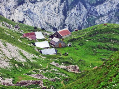 Çiftlikleri ve mera üzerinde yeri Sıradağlar Alpstein - Canton St. Gallen, İsviçre