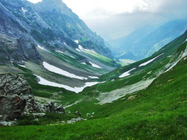 Peyzaj ve çevre Alpstein dağ silsilesi - Canton St. Gallen, İsviçre