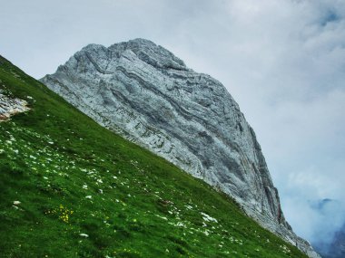 Peyzaj ve çevre Alpstein dağ silsilesi - Canton St. Gallen, İsviçre